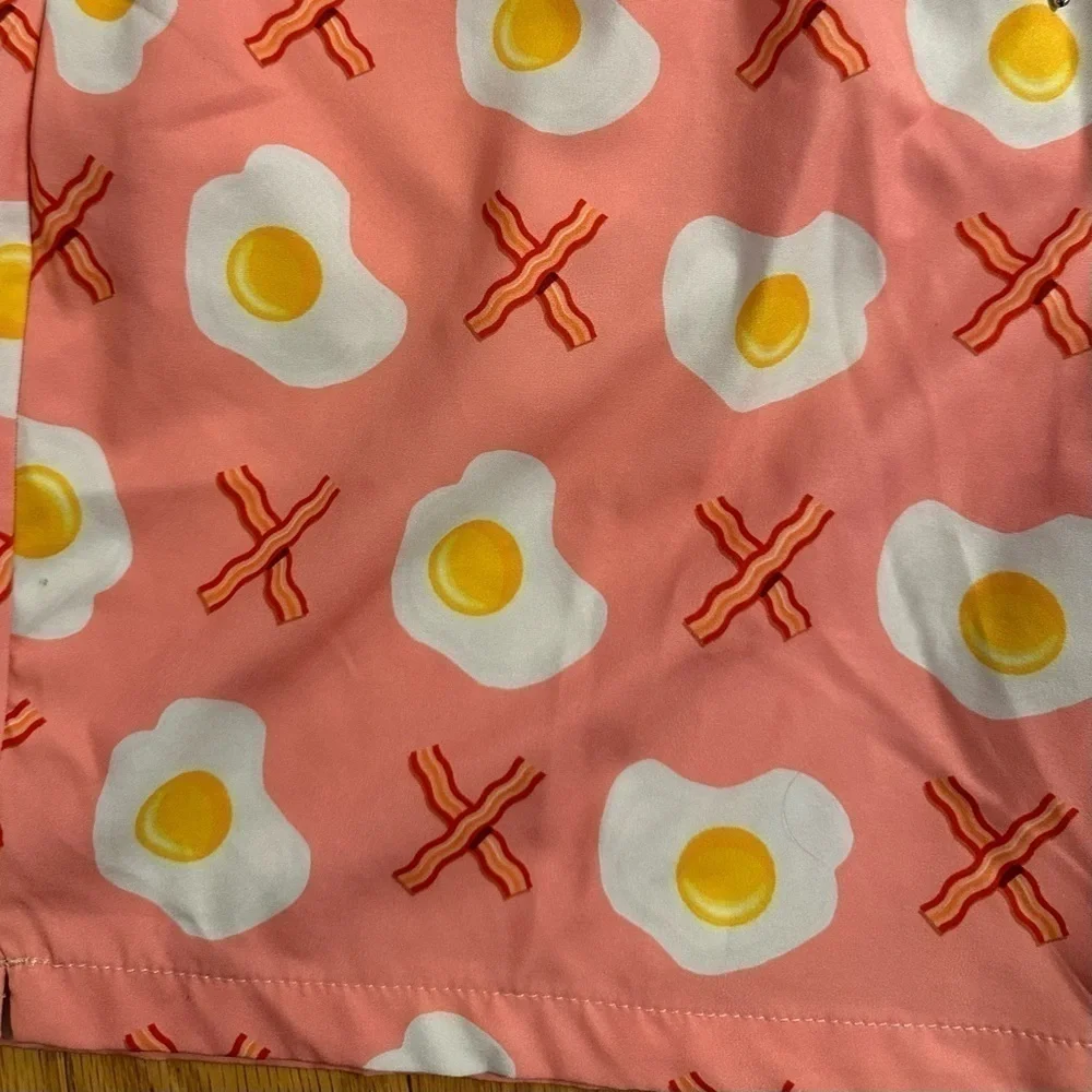 Mosmann Australia Swim Trunks Bacon Eggs Pink X-Large 7” Inseam